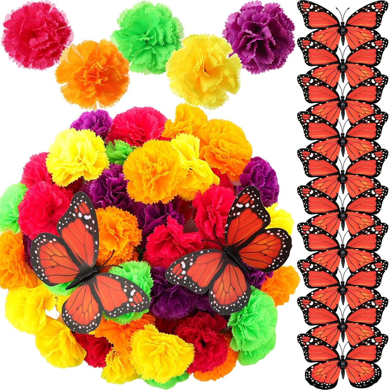 62 Pcs Day of The Dead Decorations(Multi Color)1.97"D x 1.97"W x 1.57"H